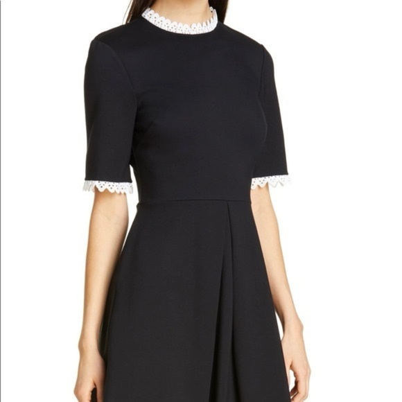 Ted Baker-Blussum Broderie Trim A-Line Dres - Picture 1 of 10